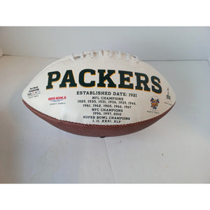 Green Bay Packers Bart Starr and Brett Favre full-size logo football signed with proof