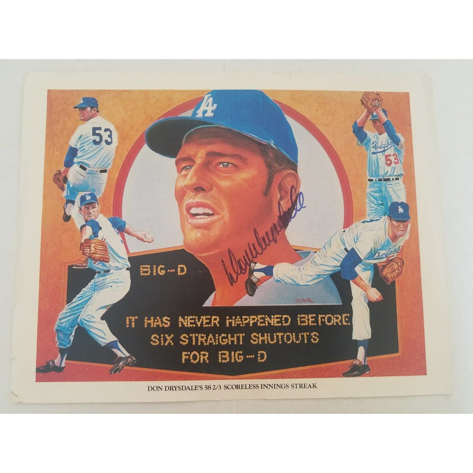 Don Drysdale Los Angeles Dodgers Union 76 8 x10 postcard
