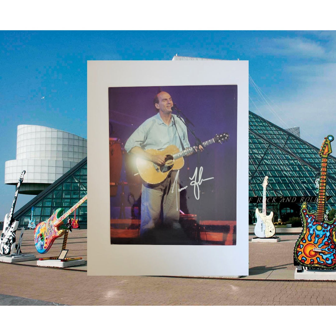 James Taylor 8x10 photo sign with proof