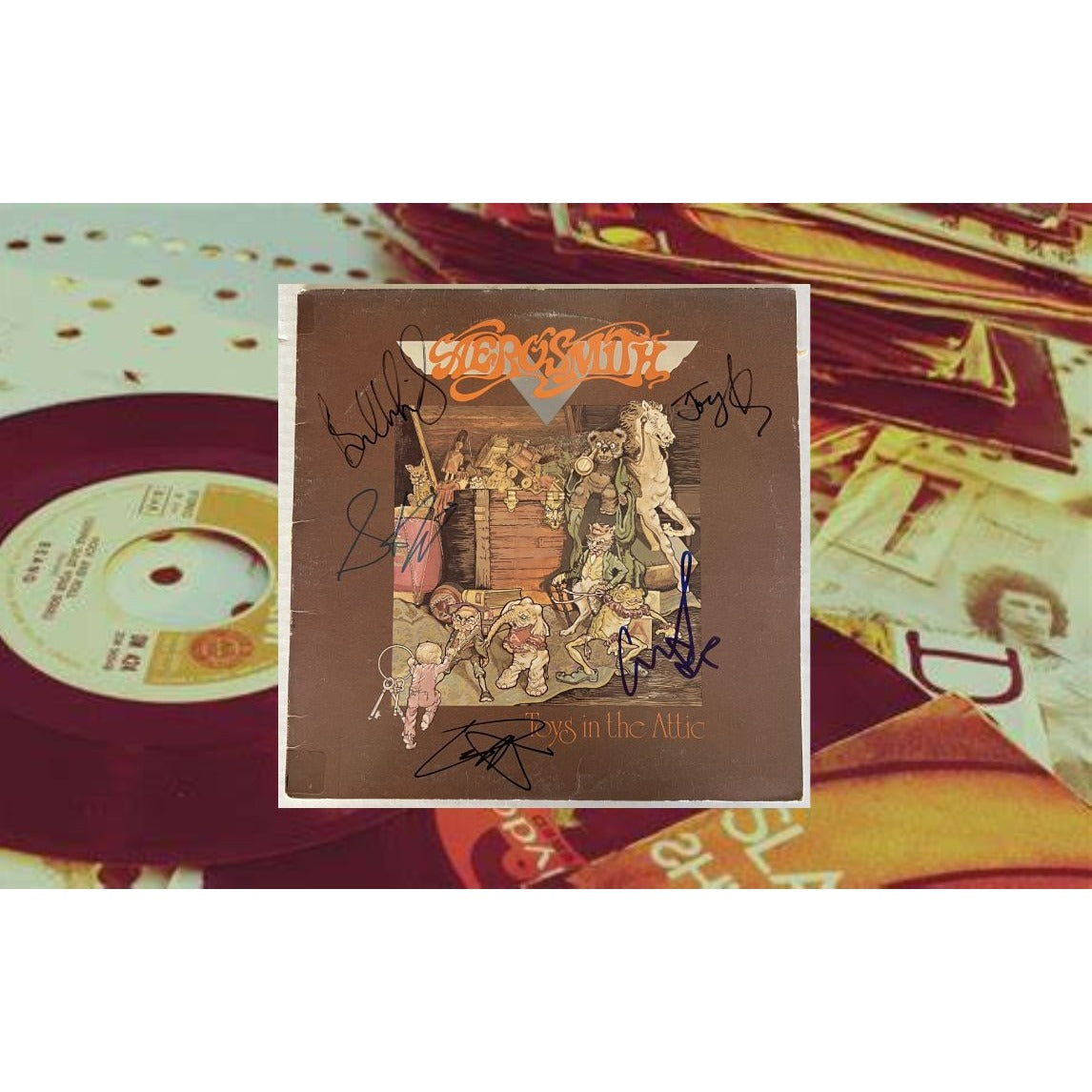 Steven Tyler Joe Perry Aerosmith toys in the attic signed album