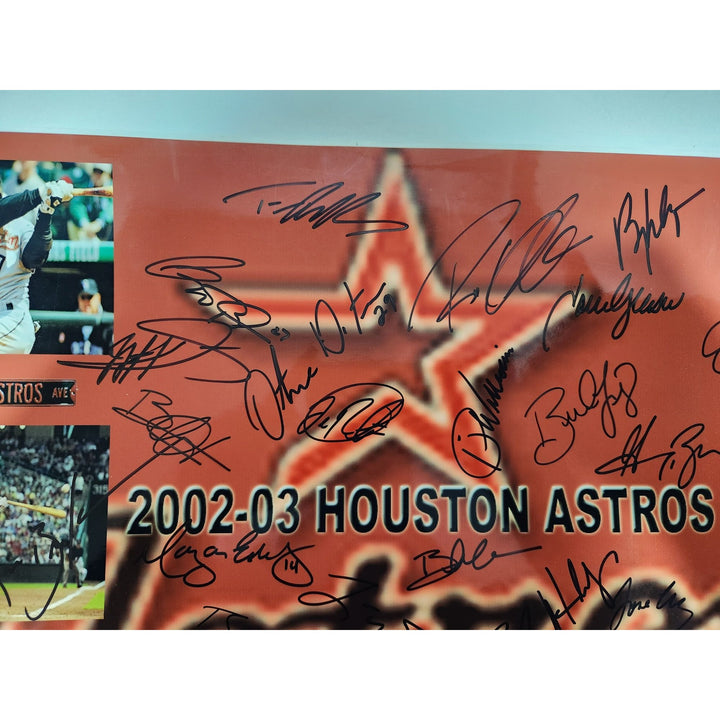 Jeff Bagwell Craig Biggio Lance Berkman 2002 Houston Astros team sign photo 13x19