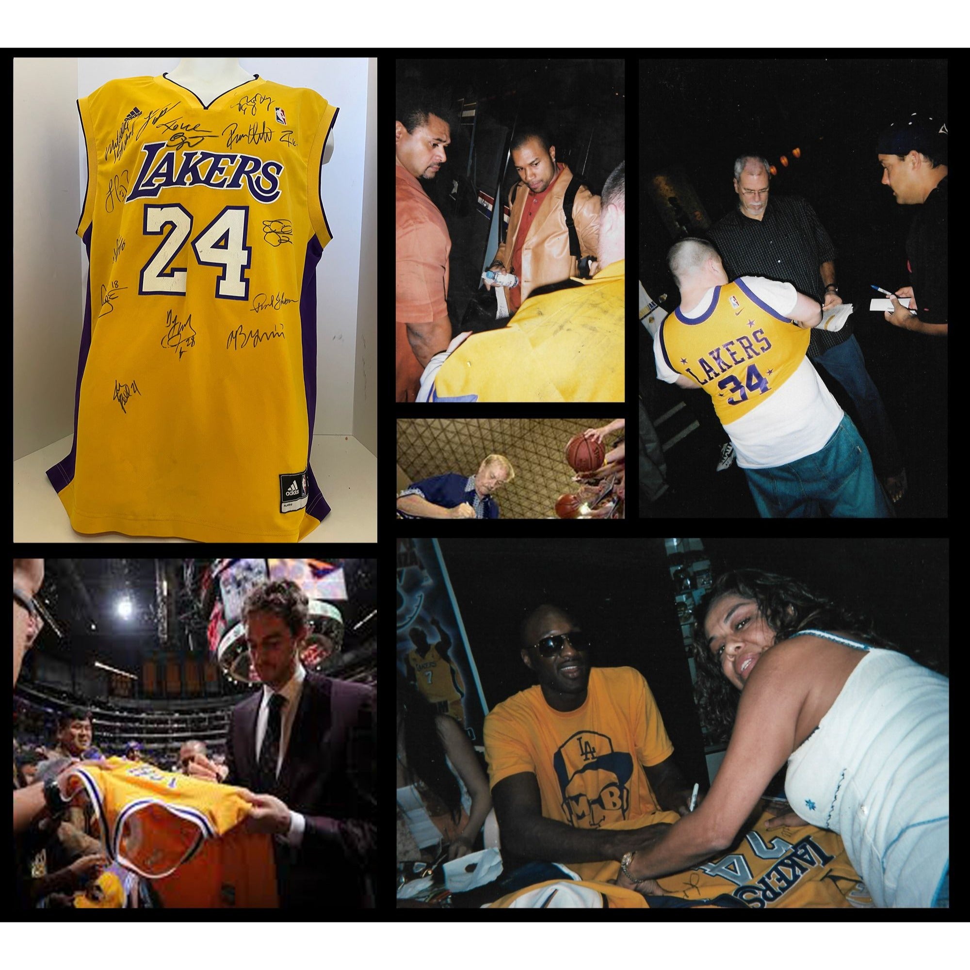LOS ANGELES LAKERS KOBE BRYANT PHIL JACKSON PAU GASOL TEAM SIGNED NBA CHAMPS JERSEY WITH PROOF