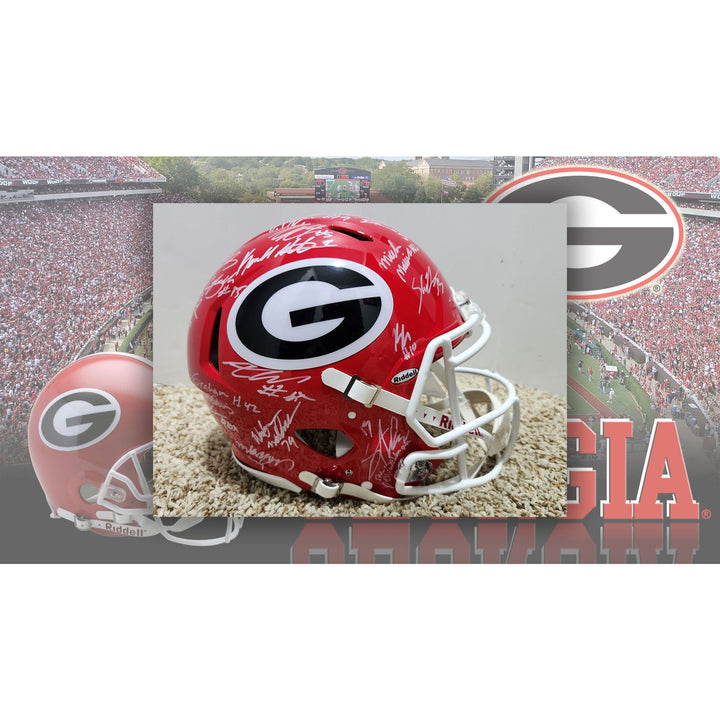 Georgia Bulldogs Stetson Bennett Kirby Smart Brock Bowers Georgia Bulldogs 2022-23 team signed Speed Riddell authentic