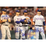 Load image into Gallery viewer, Michael Young Ian Kinsler Elvis Andrews Mitch Moreland Texas Rangers 8 x 10 photo signed
