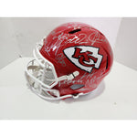 Load image into Gallery viewer, Patrick Mahomes Andy Reid 2022 Kansas City Chiefs AFC champions Riddell speed replica full size helmet team signed with proof and free case
