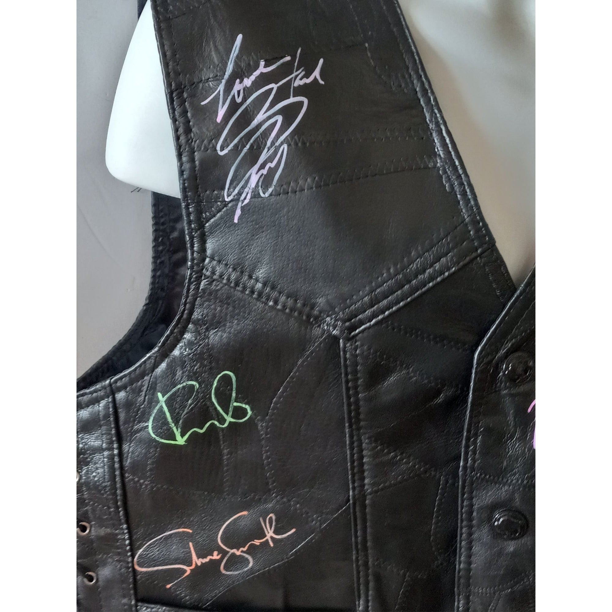 Journey band signed leather vest