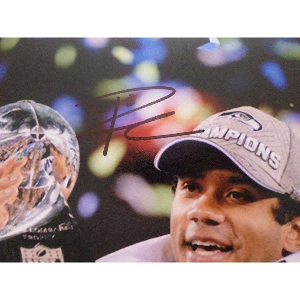 Seattle Seahawks Russell Wilson and Pete Carroll a 10 signed photo - Awesome Artifacts 