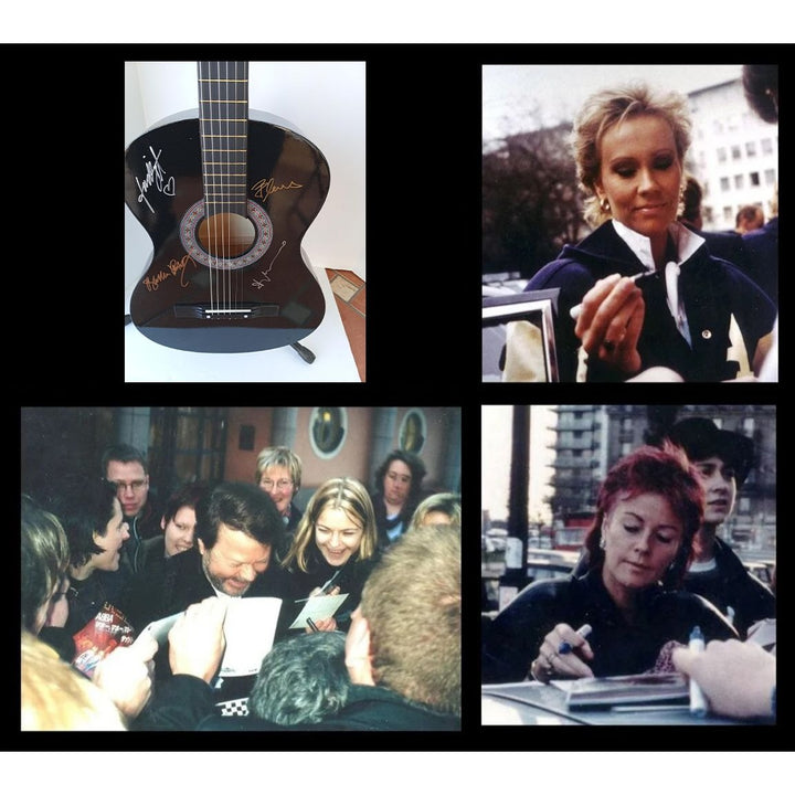 ABBA Anni-Frid Lyngstad Benny Anderson Bjorn Ulvaeus Agnetha Fältskog Zenni acoustic guitar signed with proof