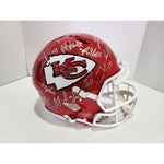 Load image into Gallery viewer, Patrick Mahomes Andy Reid Chris Jones 2022-23 Kansas City Chiefs AFC champions Speed pro model helmet signed with proof with free case
