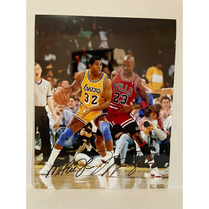 Michael Jordan and Magic Johnson 8 x 10 signed photo with proof - Awesome Artifacts 