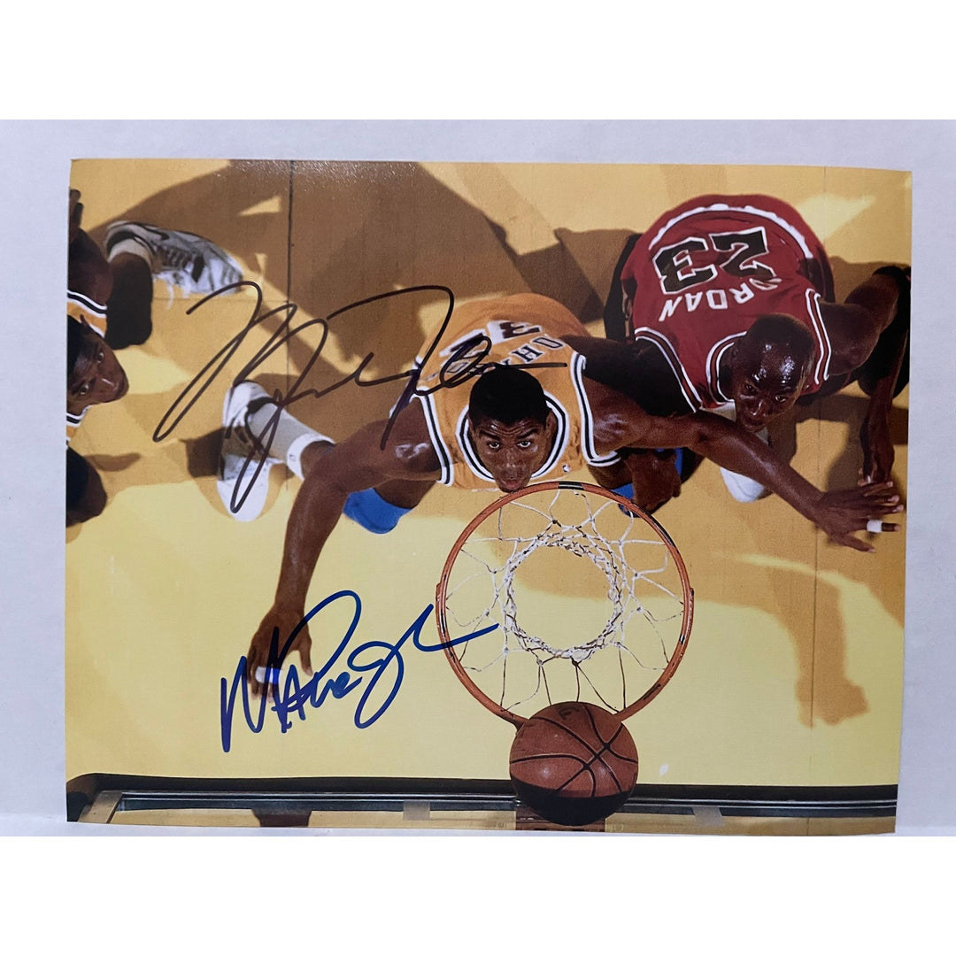 Magic Johnson and Michael Jordan 8 by 10 signed photo with proof - Awesome Artifacts 