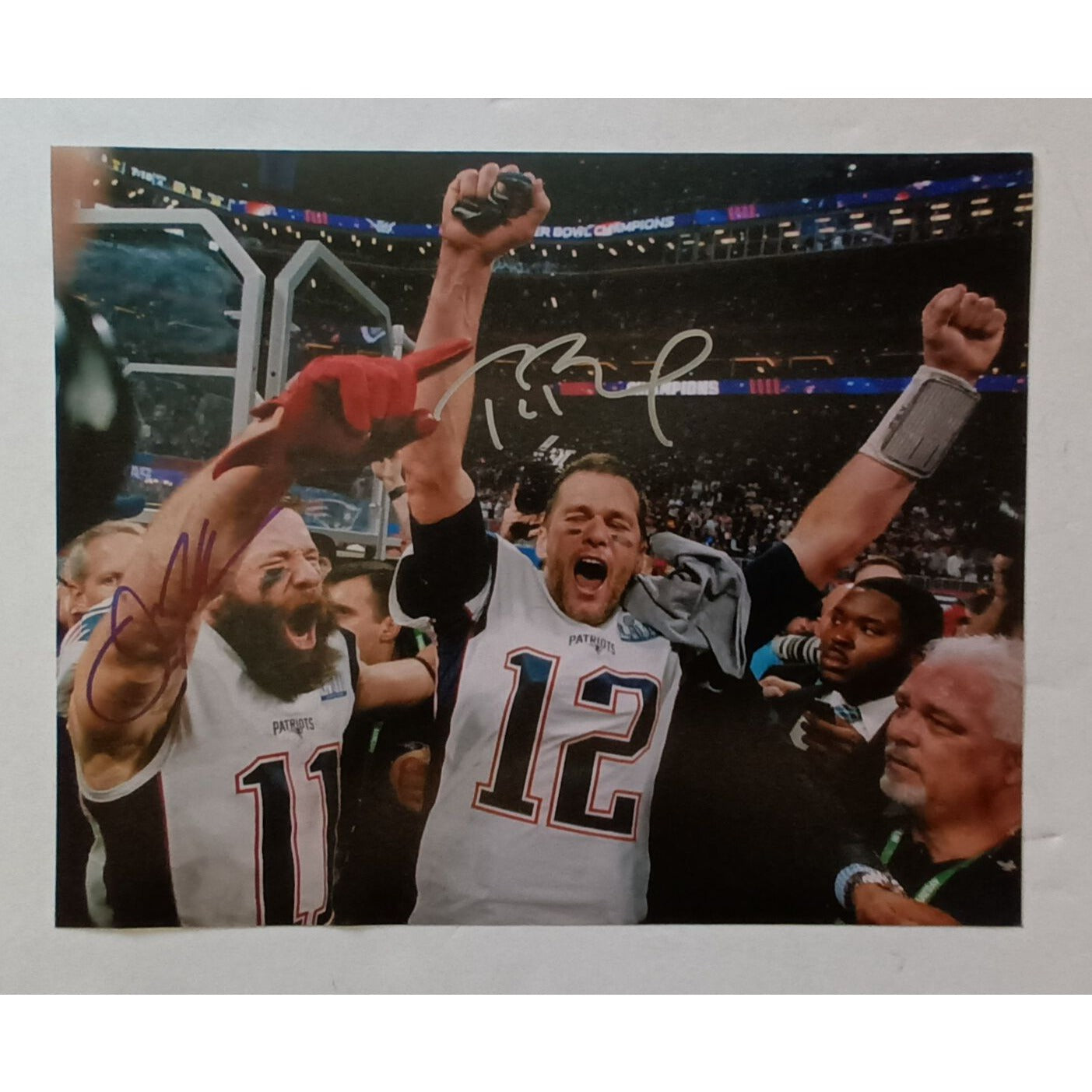 Tom Brady and Julian Edelman, New England Patriots 8x10 photo signed with proof
