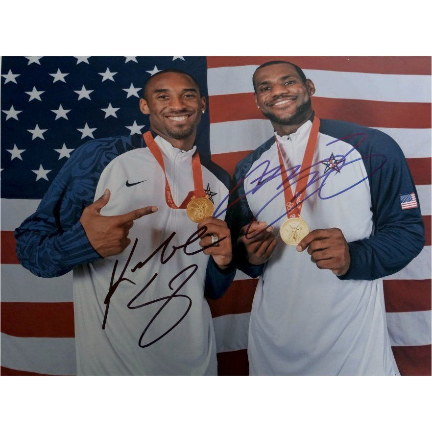 LeBron James Kobe Bryant USA Basketball 8 x 10 photo signed with proof