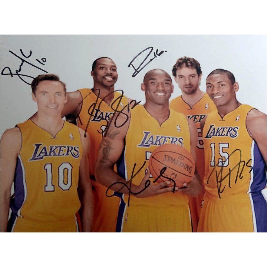 Kobe Bryant Dwight Howard Ron Artest Steve Nash Pau Gasol 8 x 10 photo signed with proof - Awesome Artifacts 