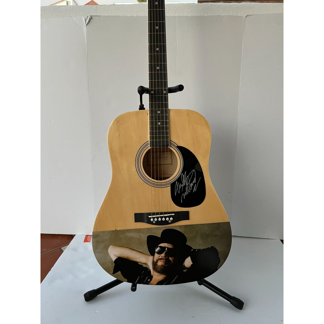 Hank Williams Jr. Bocephus 39' Huntington Acoustic guitar signed with proof