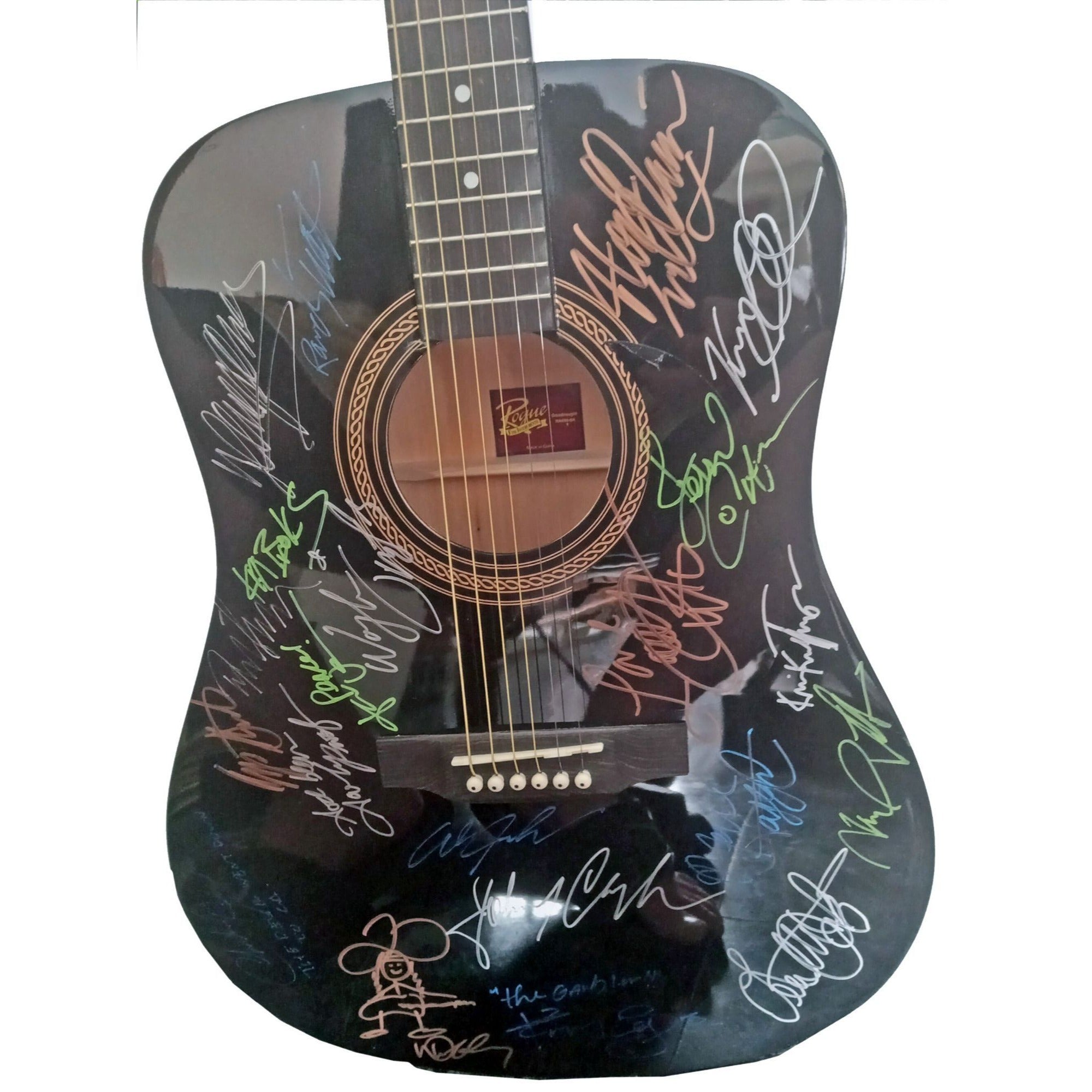 Charlie Daniels, Johnny Cash, Willie Nelson, Kenny Rogers, Waylon Jennings country legends framed guitar signed with proof