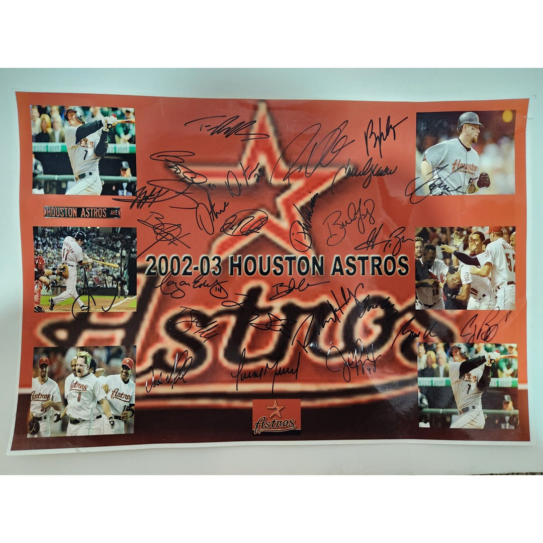 Jeff Bagwell Craig Biggio Lance Berkman 2002 Houston Astros team sign photo 13x19