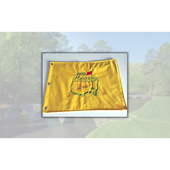 Phil Mickelson 2010 Masters champion signed golf flag with proof