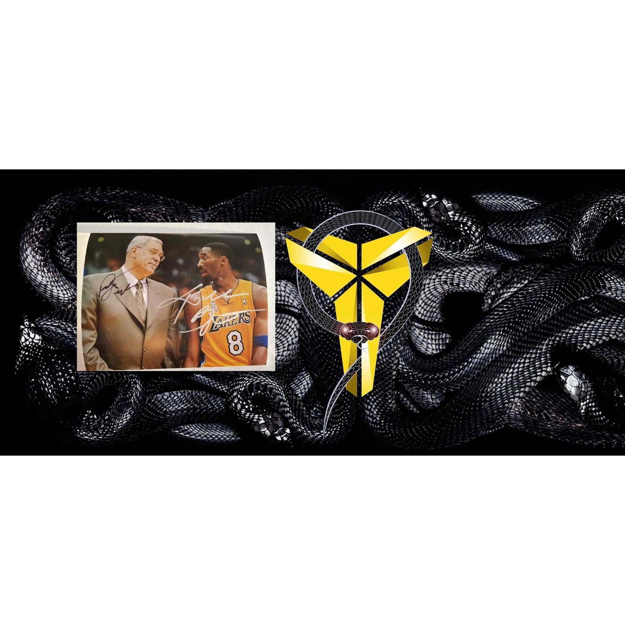 Phil Jackson and Kobe Bryant 8 x 10 signed photo Los Angeles Lakers with proof