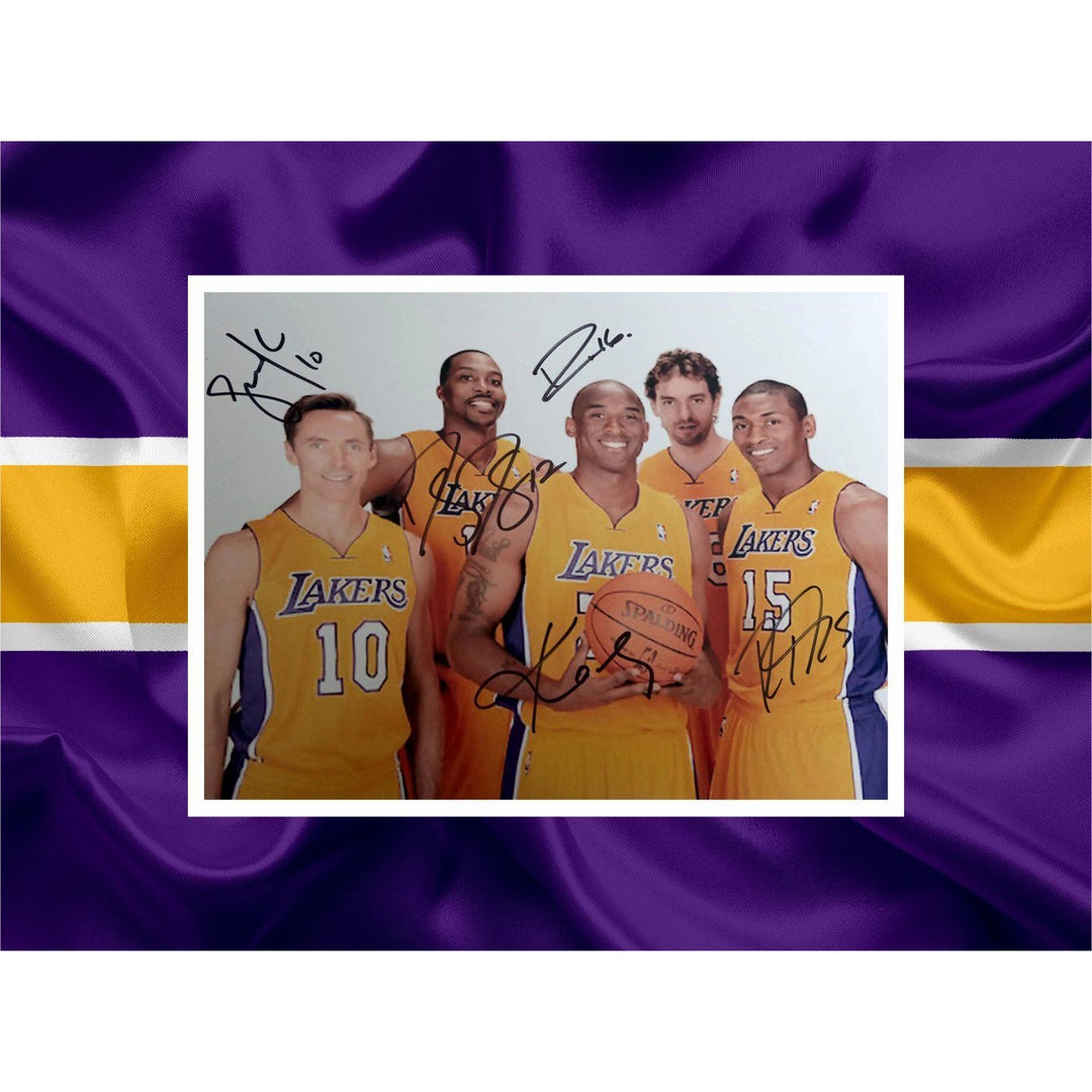 Kobe Bryant Dwight Howard Ron Artest Steve Nash Pau Gasol 8 x 10 photo signed with proof - Awesome Artifacts 