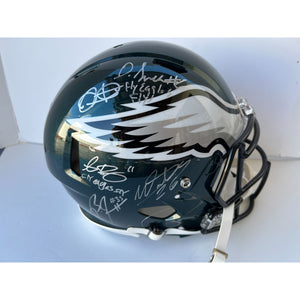 Jalen hurts Devonta Smith AJ Brown Miles Sanders and Boston Scott Philadelphia Eagles speed authentic helmet signed with proof free case