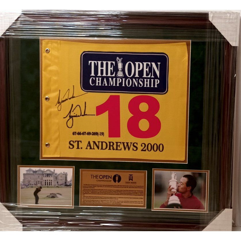 Tiger Woods 26x30 The Open Championship framed signed with proof - Awesome Artifacts 