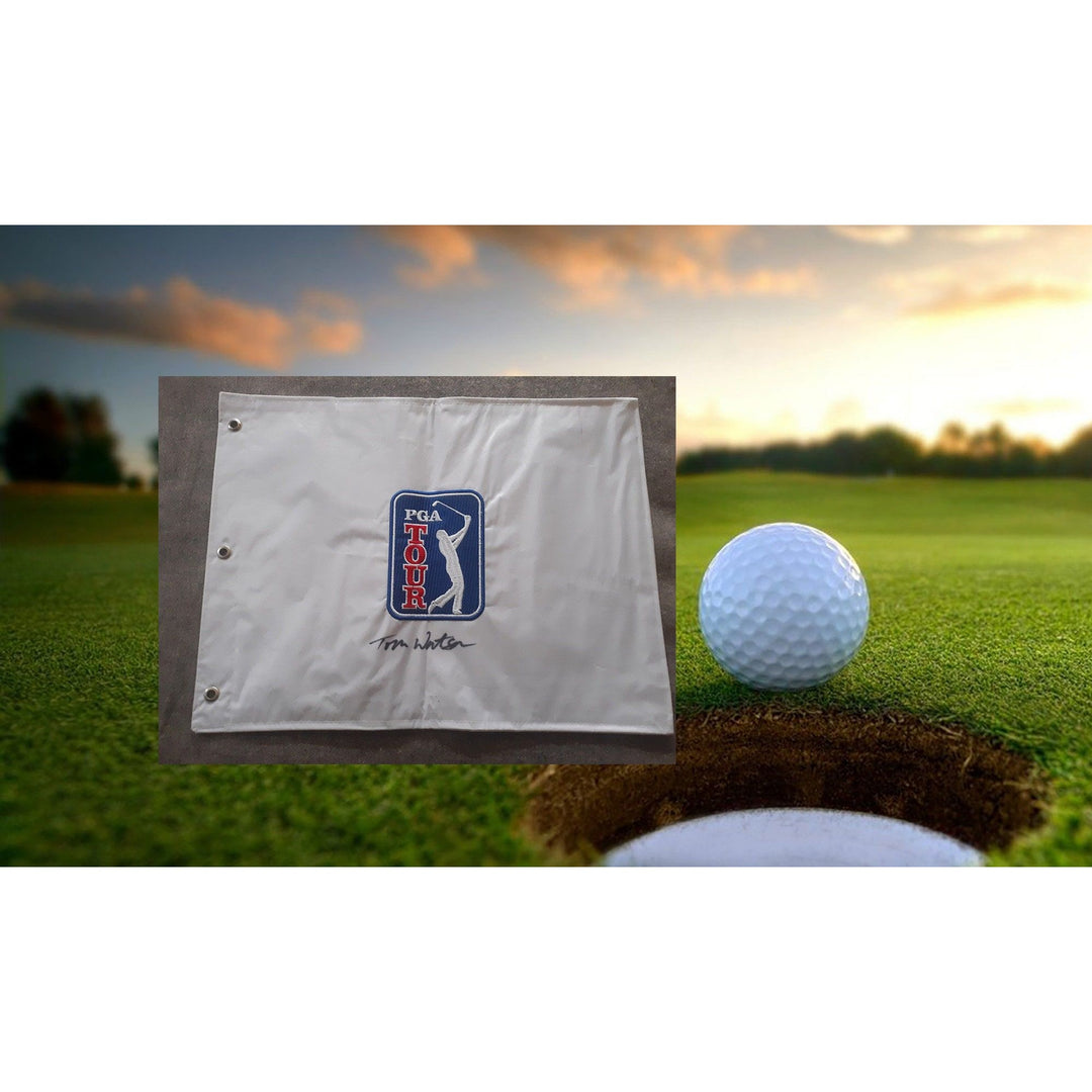 Tom Watson golf PGA Tour flag signed with proof - Awesome Artifacts 