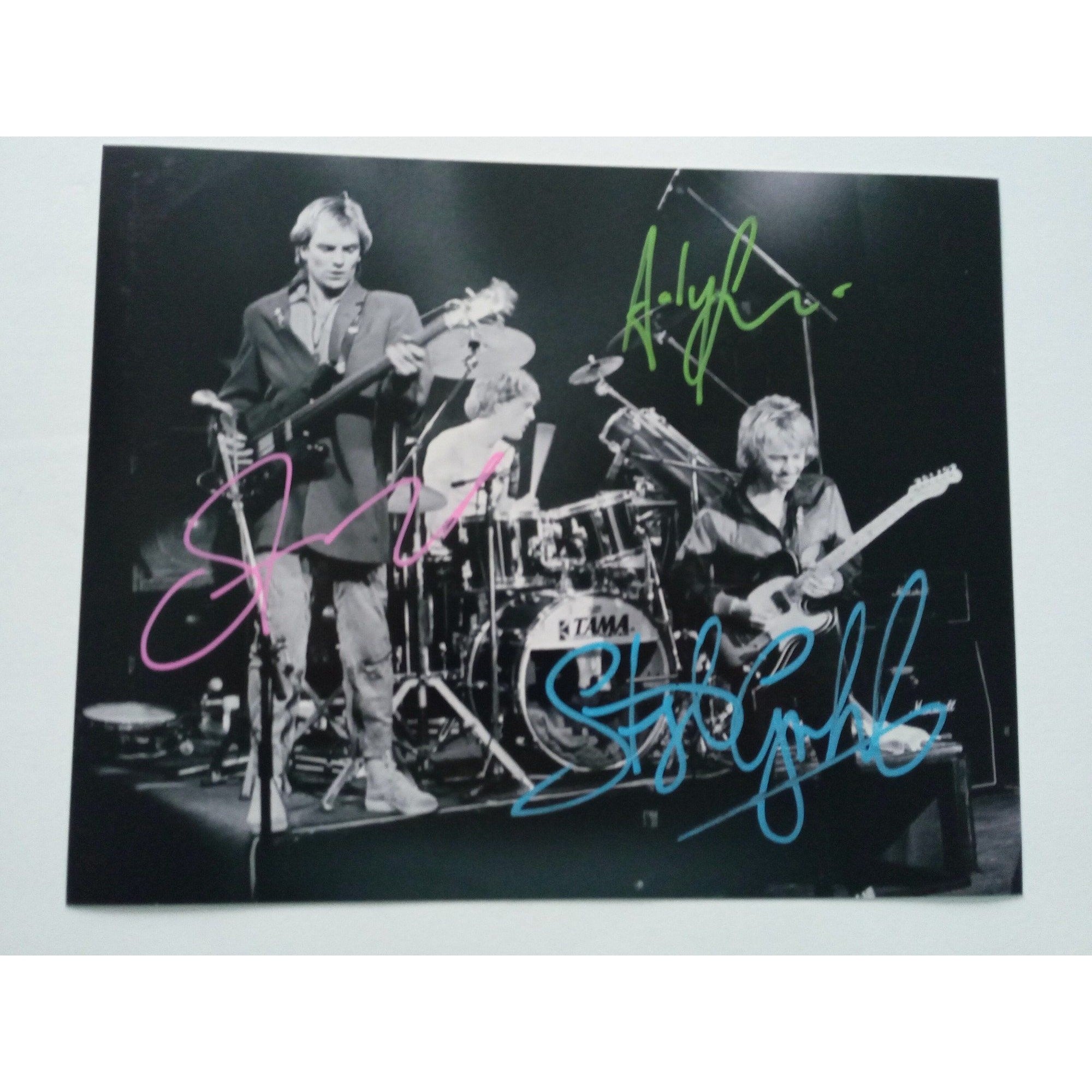 Gordon Sumner, Sting, Stewart Copeland, Andy Summers 8 by 10 signed photo with proof