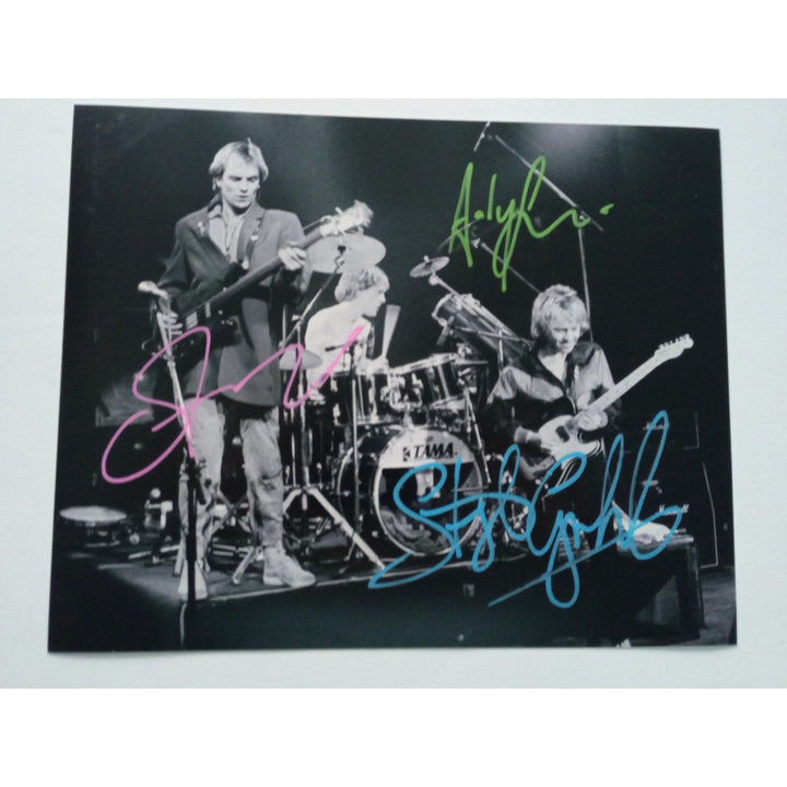 Gordon Sumner, Sting, Stewart Copeland, Andy Summers 8 by 10 signed photo with proof