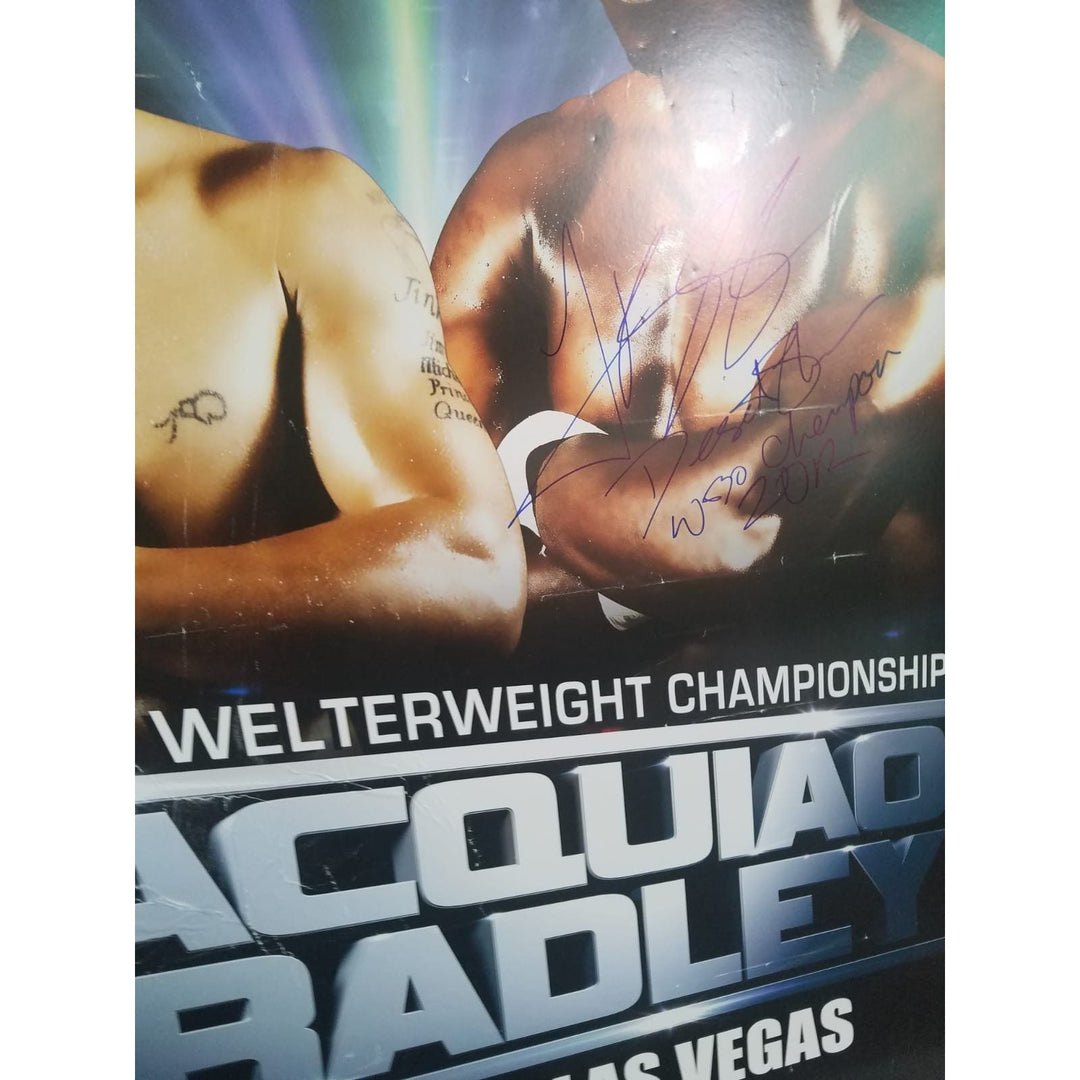 Manny Pacquiao & Timothy Bradley signed fight poster with proof - Awesome Artifacts 