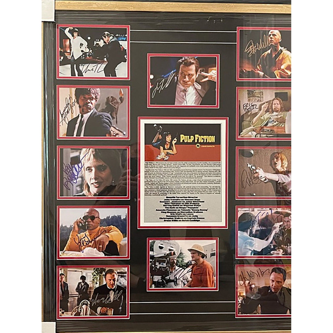 Quentin Tarantino, Uma Thurman, John Travolta, Pulp Fiction cast signed with proof - Awesome Artifacts 