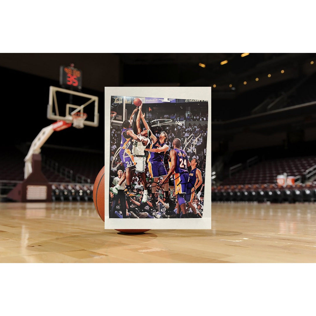 Kobe Bryant, Pau Gasol, Paul Pierce, Luke Walton 8 by 10 size photo with proof - Awesome Artifacts 