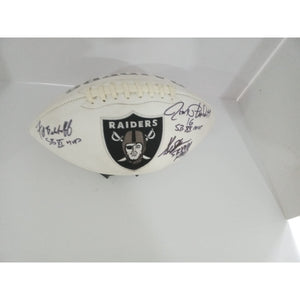 Oakland Raiders Super Bowl MVPs Fred Biletnikoff Marcus Allen Jim Plunkett full-size football signed with proof