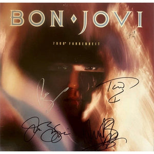Bon Jovi 7800 Fahrenheit Richie Sambora Tiki Torres Jon Bon Jovi LP signed with proof