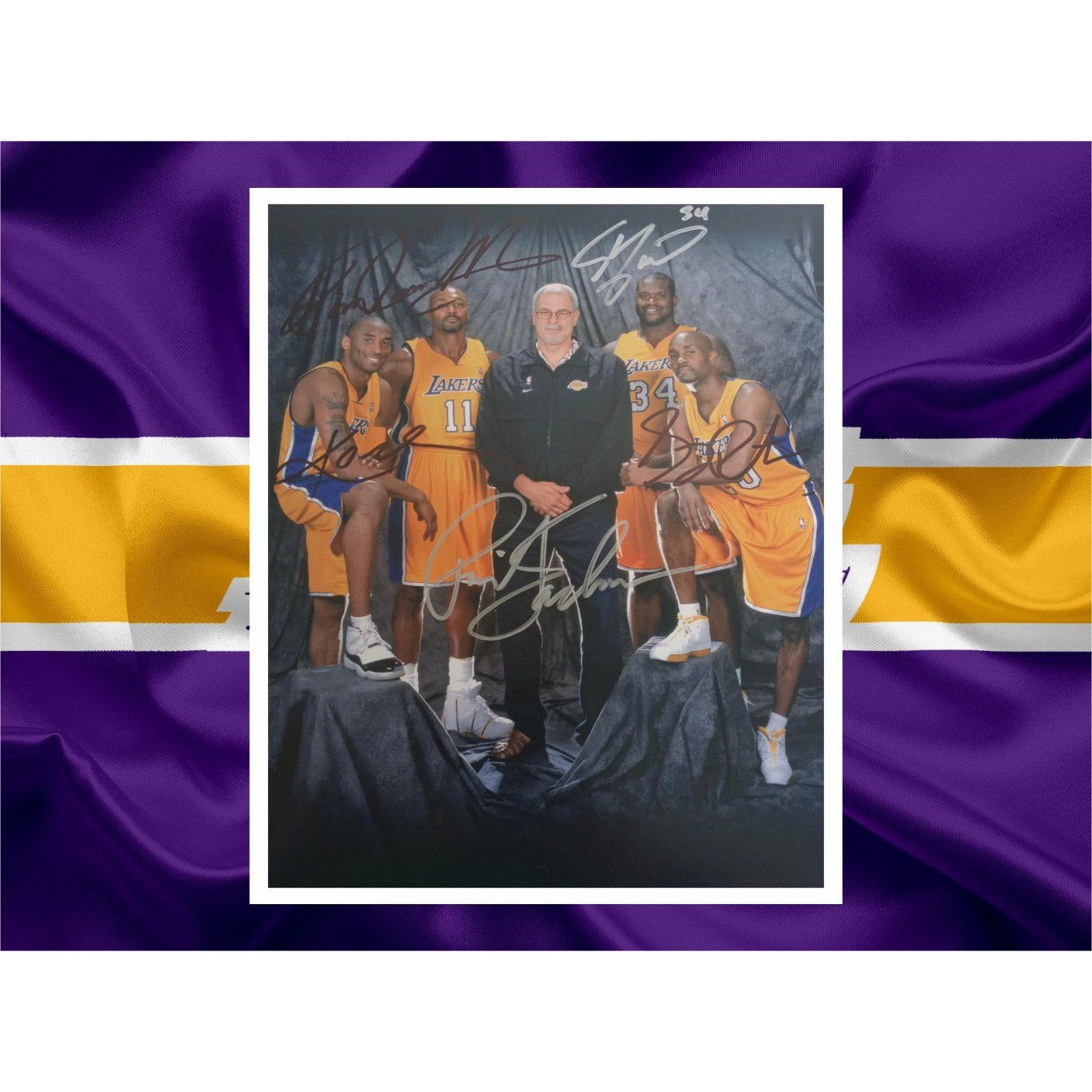 Kobe Bryant Shaquille O'Neal Gary Payton Karl Malone Signed Lakers