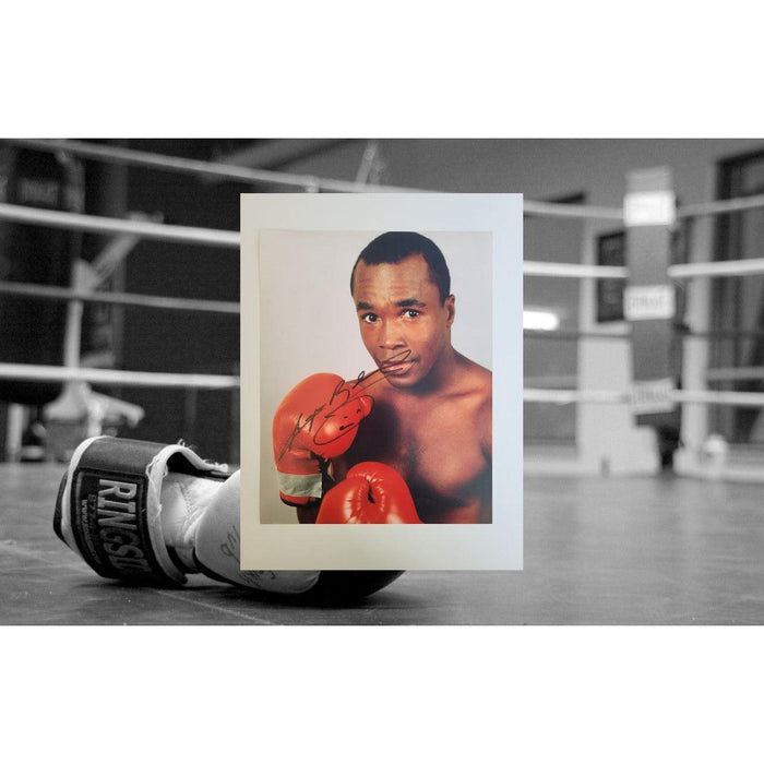 Sugar Ray Leonard 8 x 10 photo signed with proof