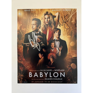 Babylon Brad Pitt and Margot Robbie 8x10 photo signed with proof