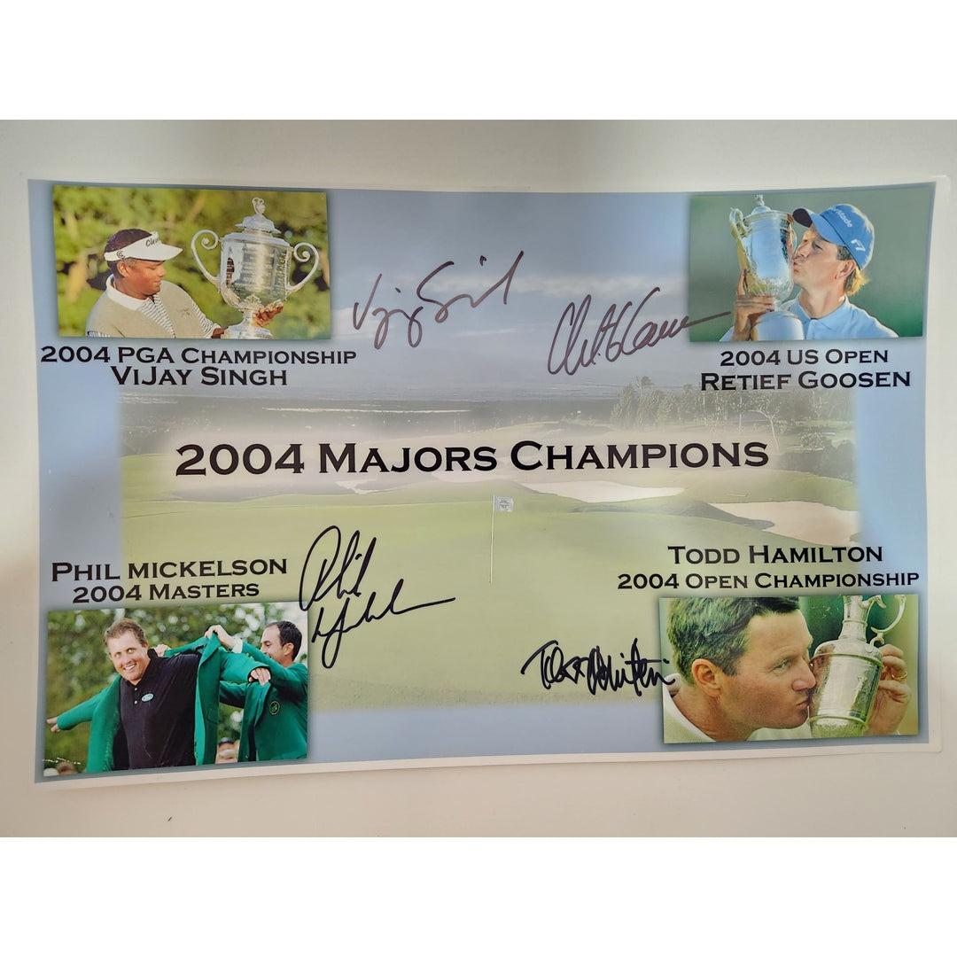 Phil Mickelson retief Goosen Vijay Singh Todd Hamilton 11x17 photo signed