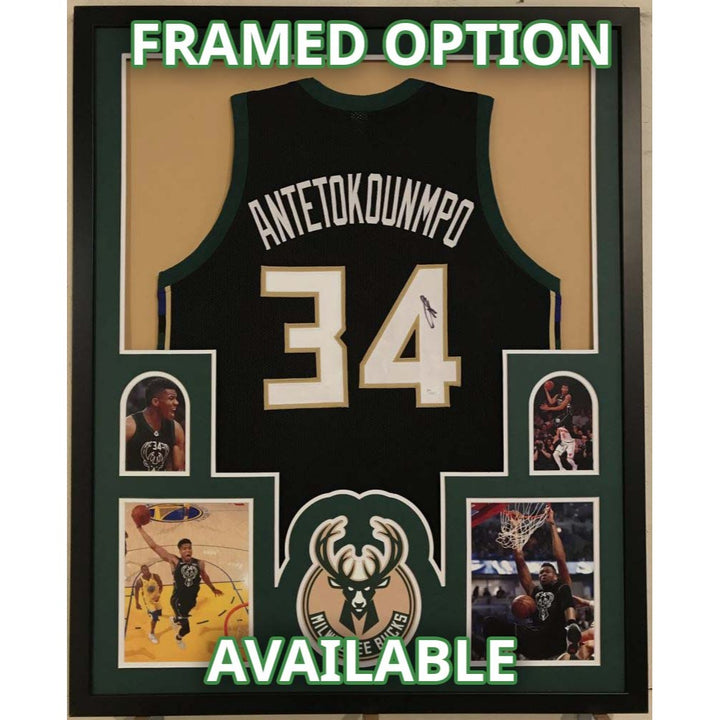 Giannis Antetokounmpo Milwaukee Bucks NBA champions 2020-21 team signed jersey with proof