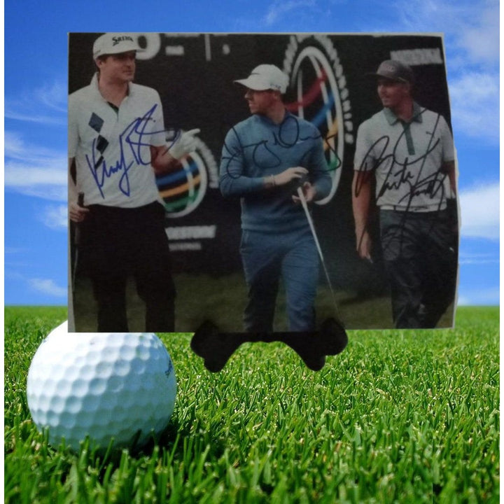 Rickie Fowler Rory McIlroy and Keegan Fowler signed 8 by 10 photo with proof - Awesome Artifacts 