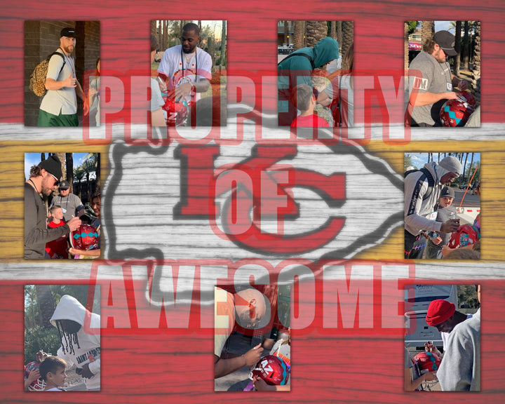 Patrick Mahomes, Andy Reid, Travis Kelce Super Bowl LVII NFL champions 16x20 photo team signed framed 28x25 with proof