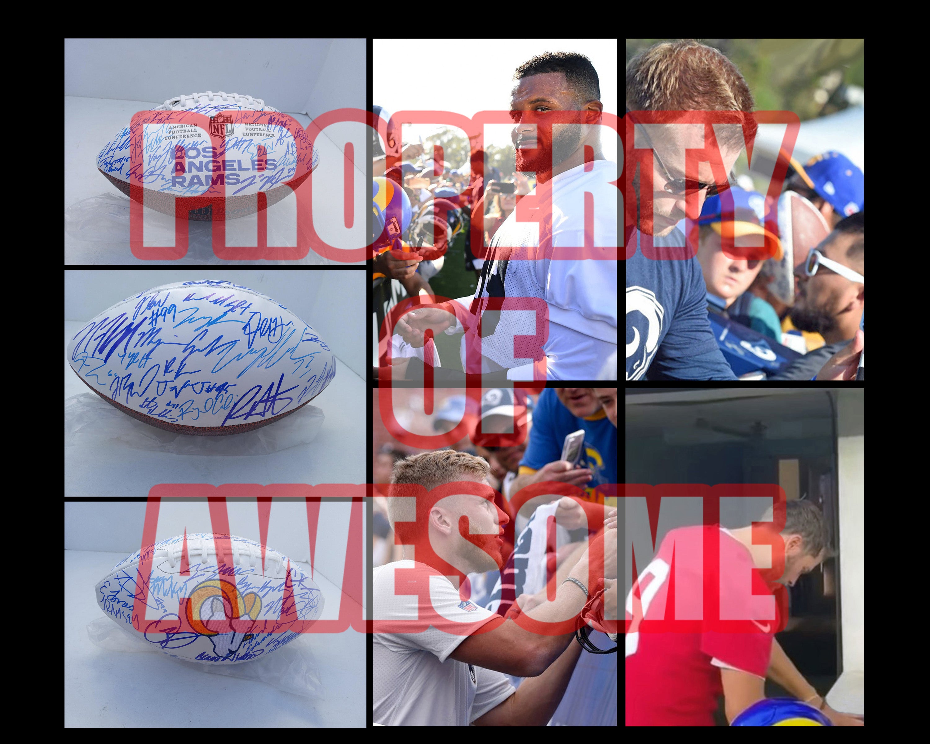 Los Angeles Rams 2021-22 team signed football with proof