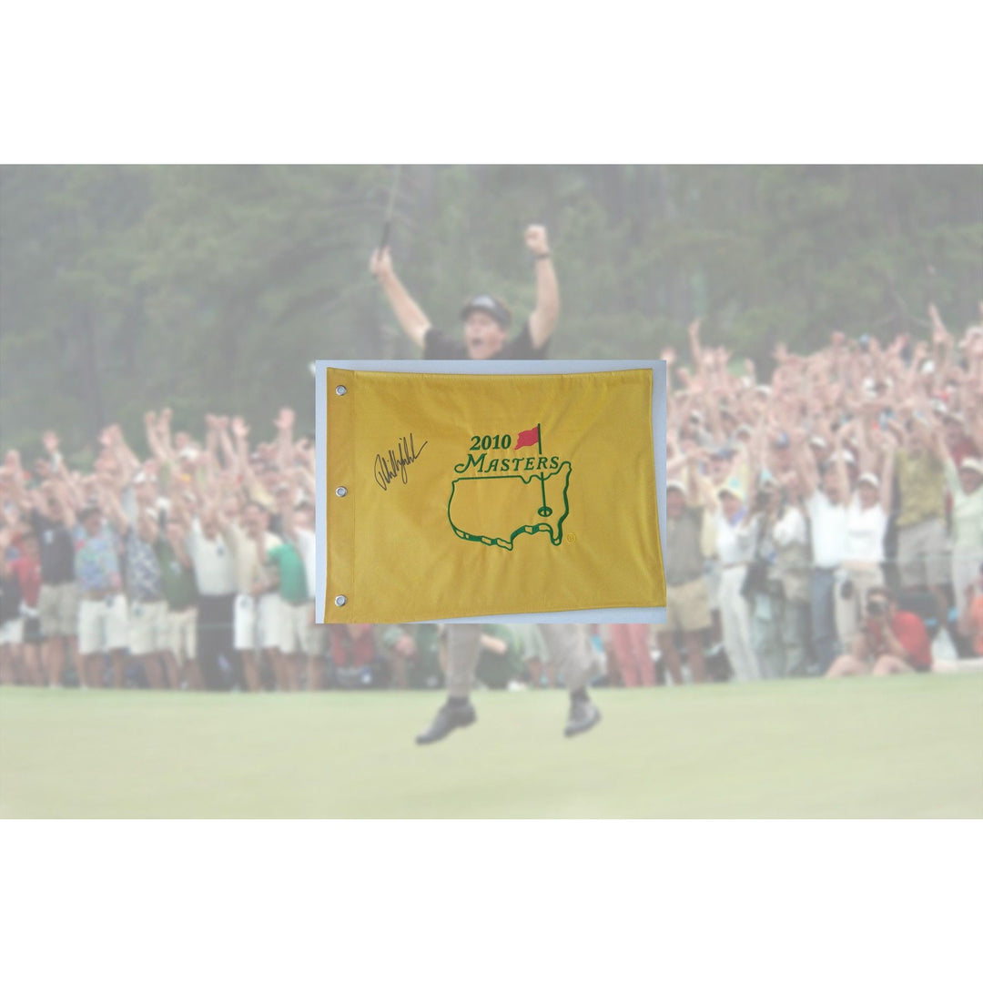 Phil Mickelson 2010 Masters flag signed with proof - Awesome Artifacts 