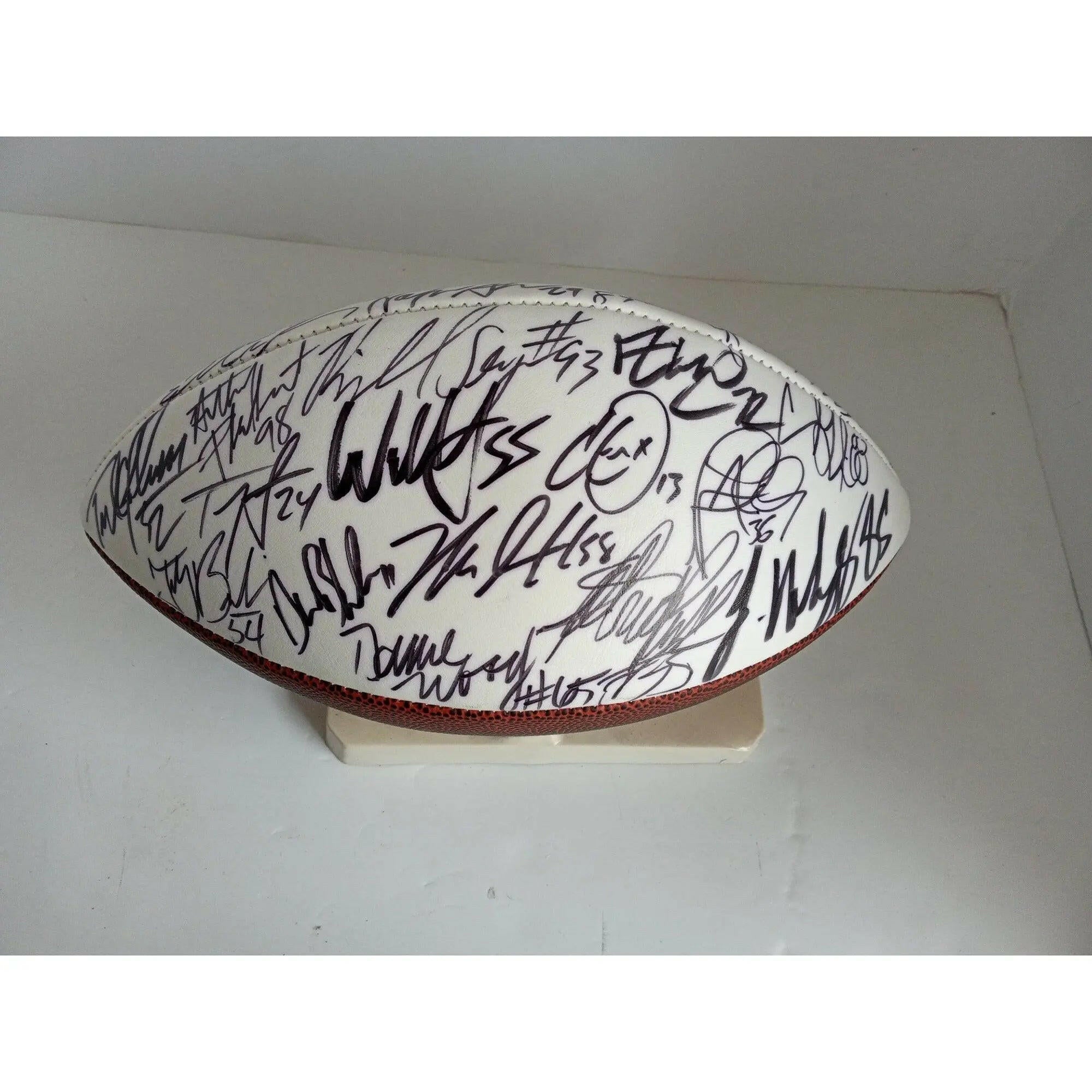 New England Patriots 2004 Super Bowl champs team signed football with proof
