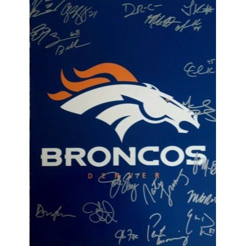 2014 AFC Champion Denver Broncos Peyton Manning John Elway Von Miller team signs 16 x 20 photo with proof