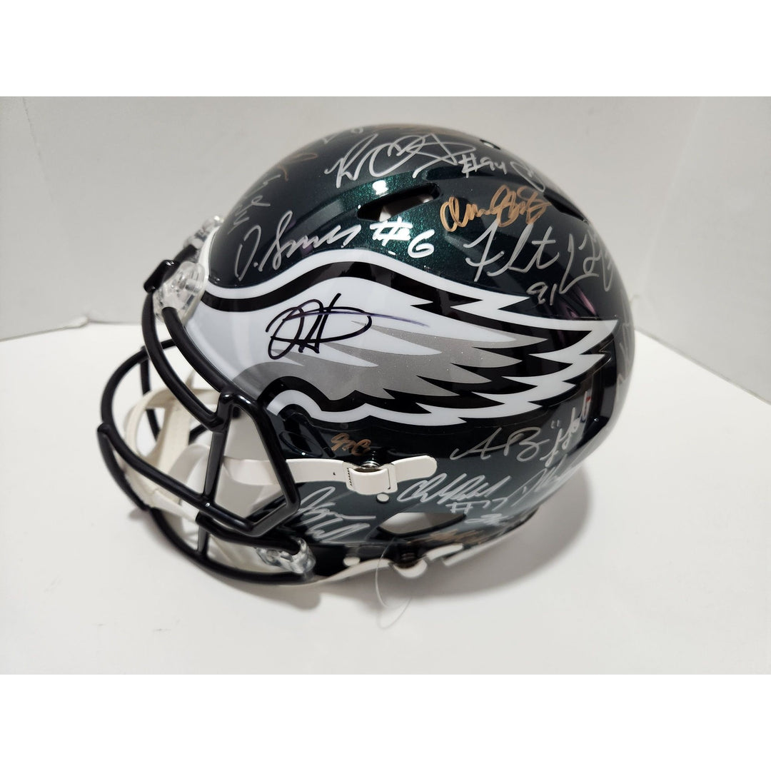 2022 Philadelphia Eagles Jalen Hurts AJ Brown Riddell Speed authentic game model helmet team signed helmet with proof