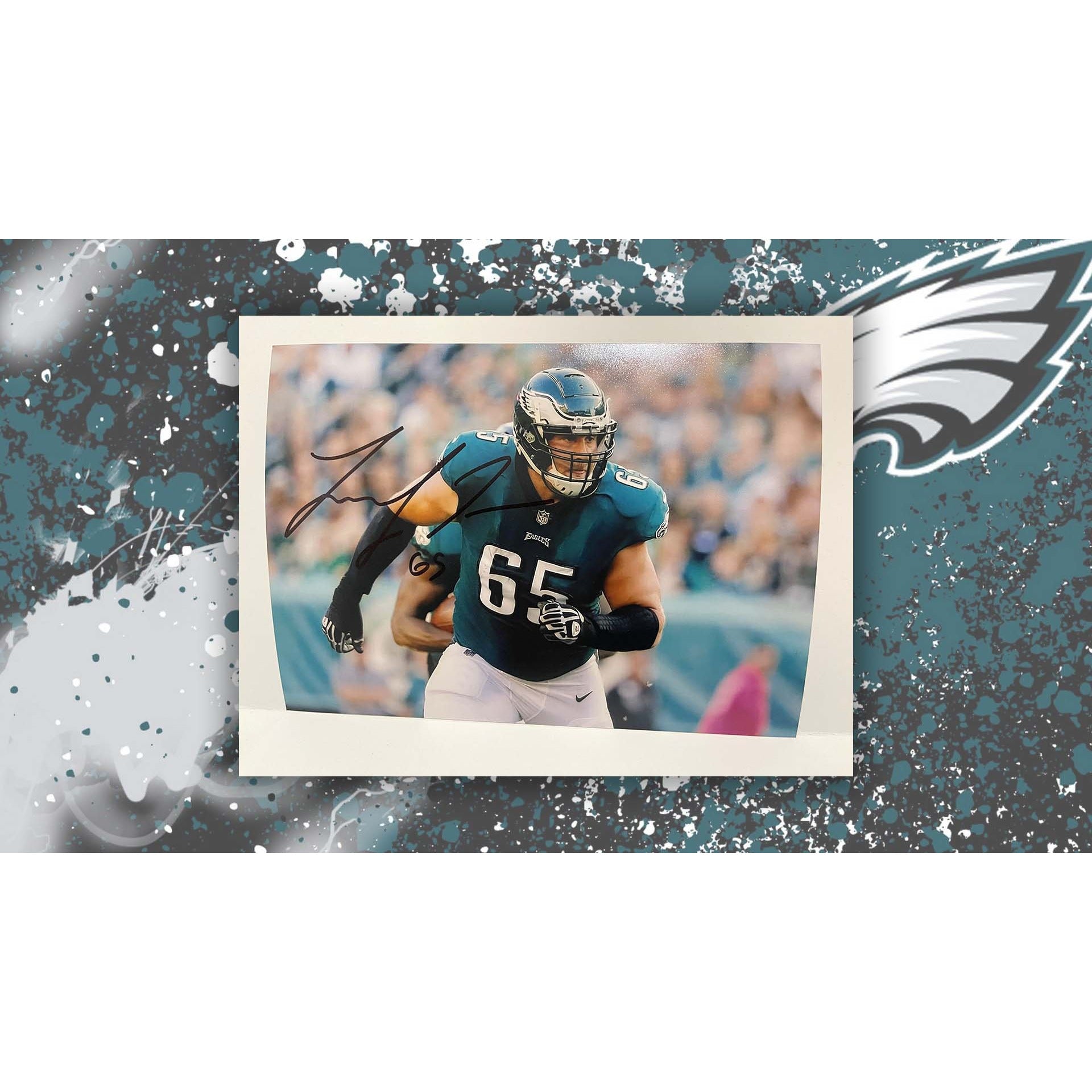 Lane Johnson Philadelphia Eagles 5x7 photo signed with proof with free acrylic frame