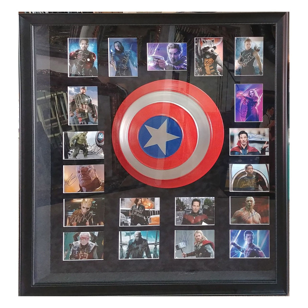 Captain America Chris Evans Robert Downey Jr 3/4 size shield 13x13 signed with proof 15 signed