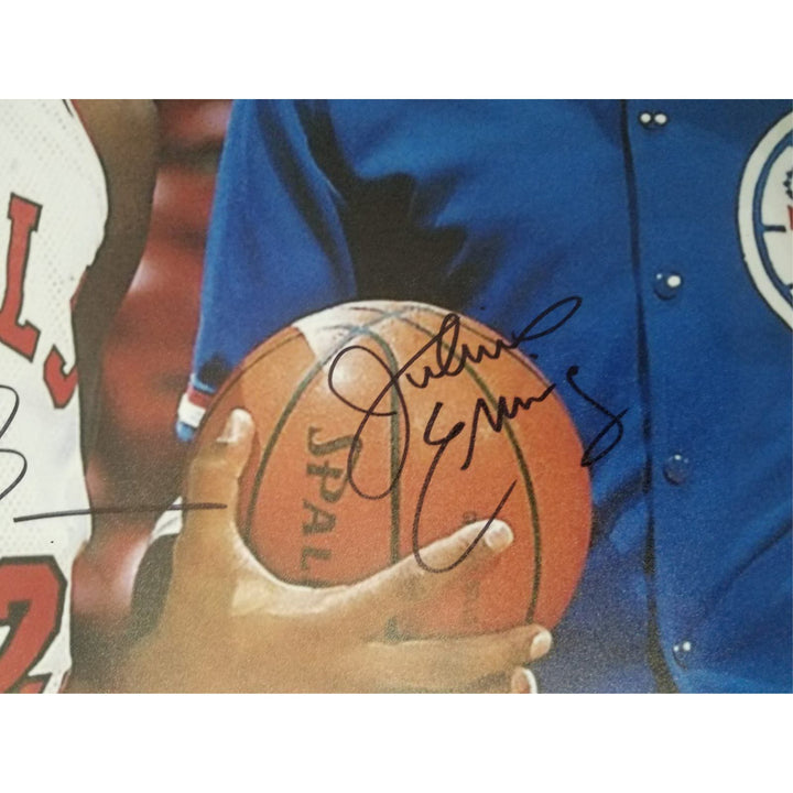 Michael Jordan Julius Dr J Irving 16x20 photo signed with proof