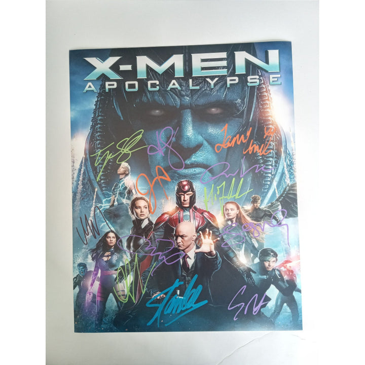 X-Men Apocalypse Stan Lee, James McAvoy, Michael Fassbender, Jennifer Lawrence, Oscar Isaac 11x14 with proof - Awesome Artifacts 